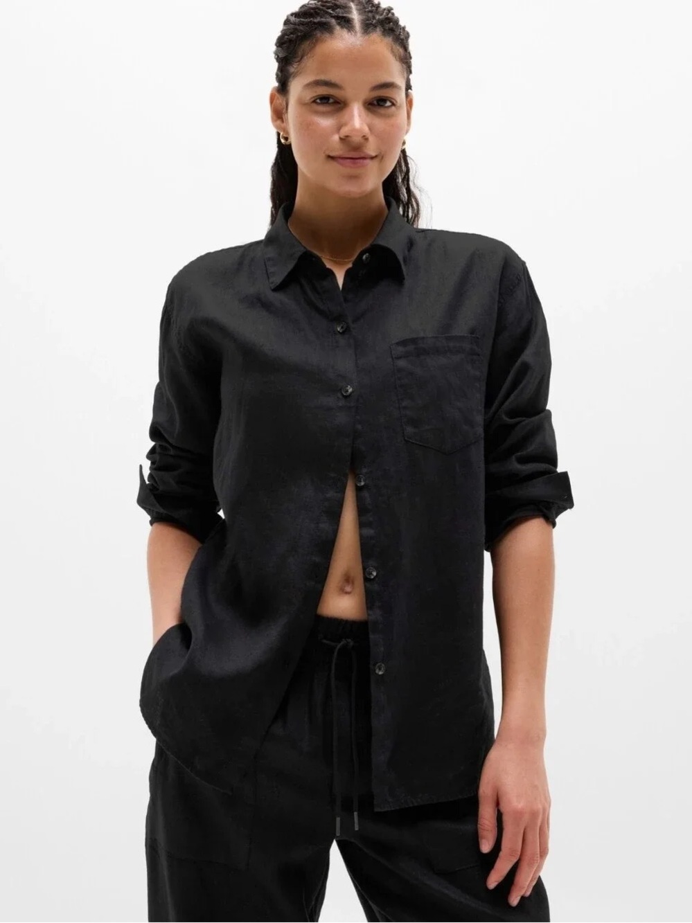 Athleta Retreat Linen Button Down Shirt
